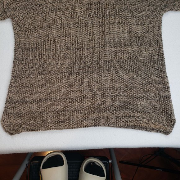 GAP Womens 90s Chunky Knit Crew Neck Sweater Linen Size Medium Oatmeal Neutral - Picture 15 of 16